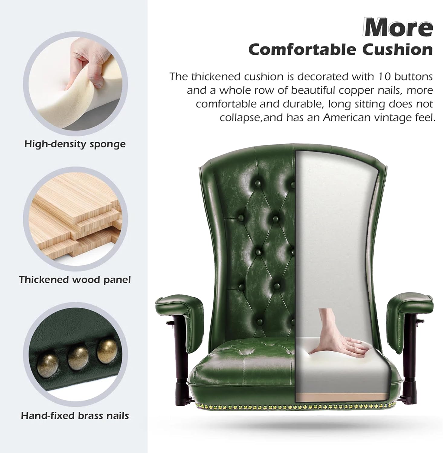 Green Tufted Vintage Office Chair