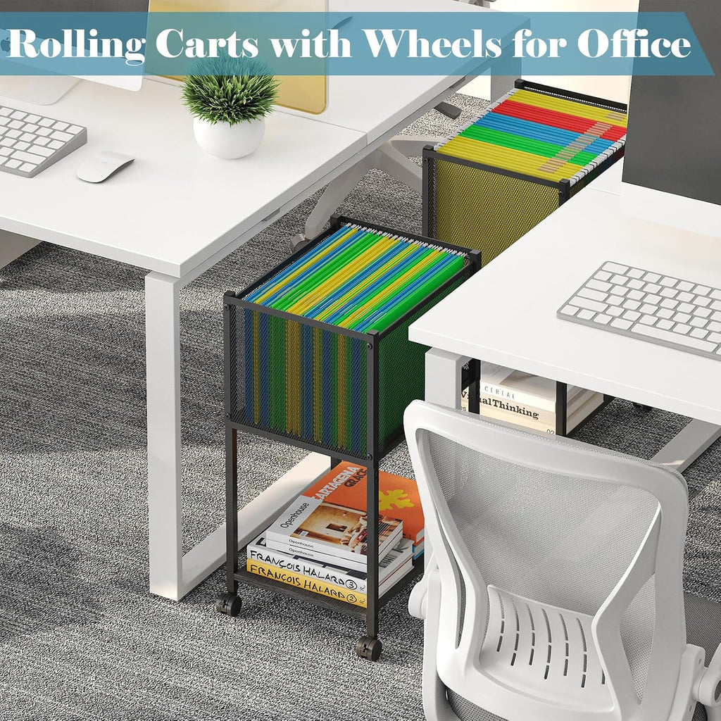 Black Rolling Letter Legal File Cart