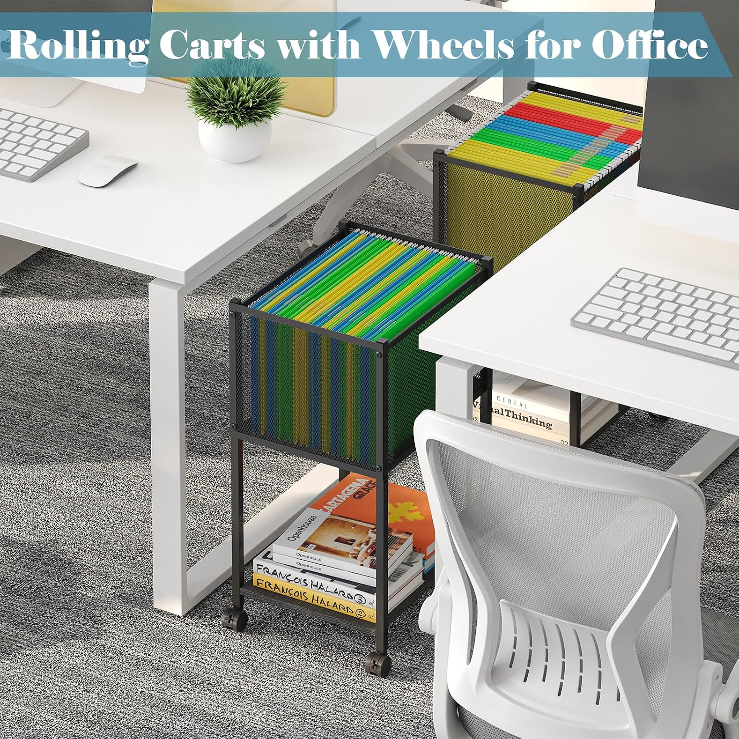 Black Rolling Letter Legal File Cart