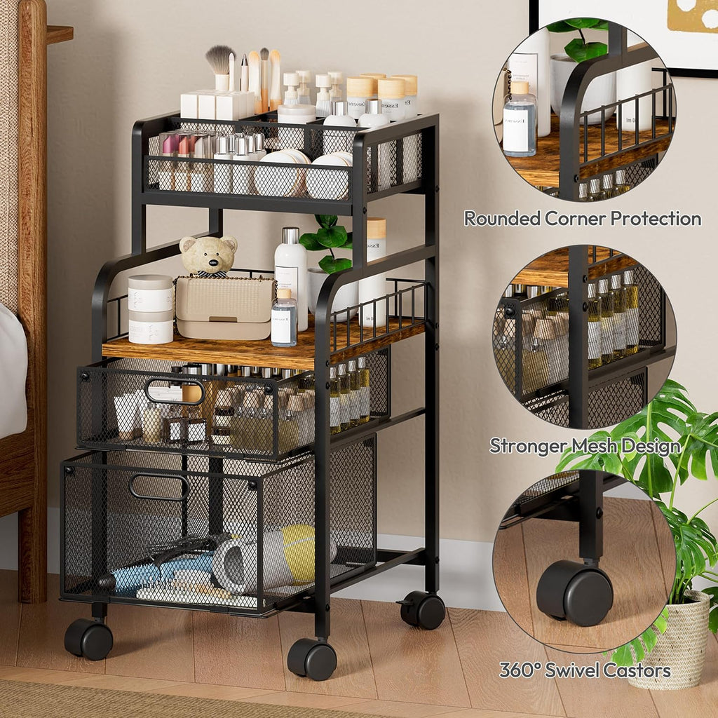 Espresso Metal Rolling Craft Storage Cart