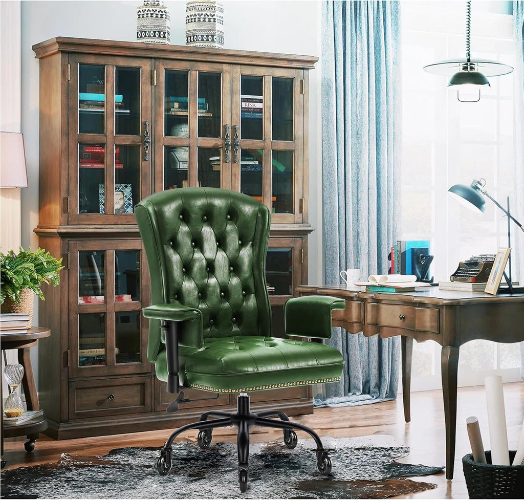 Green Tufted Vintage Office Chair