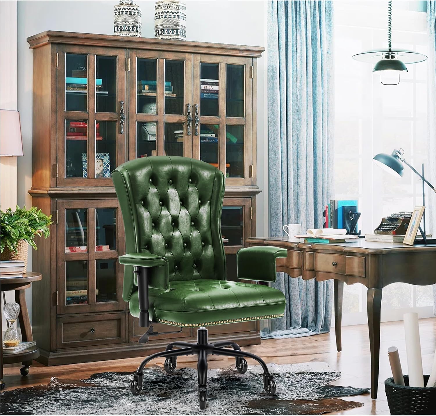 Green Tufted Vintage Office Chair