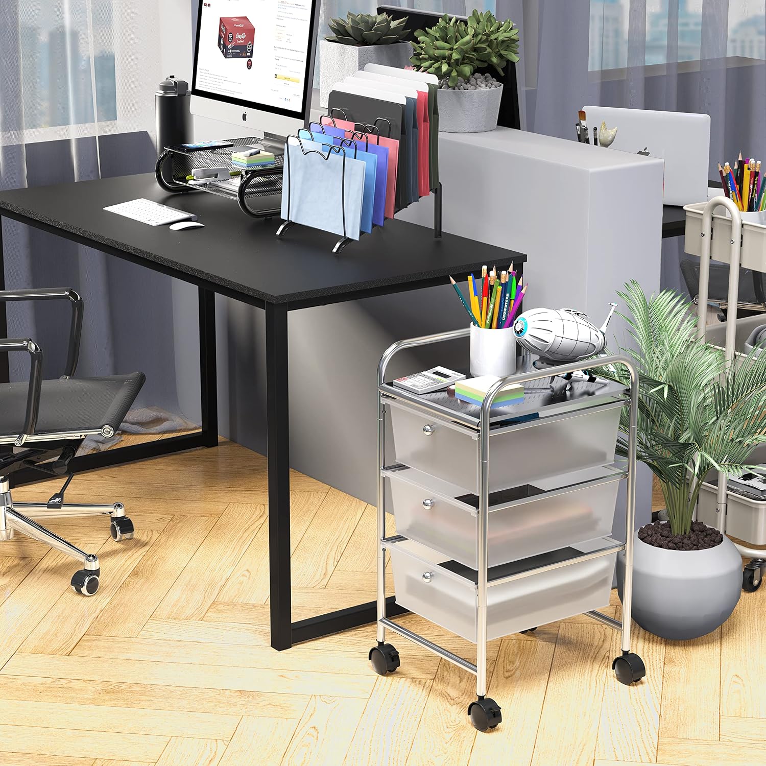 3 Drawer Chrome Rolling Storage Cart