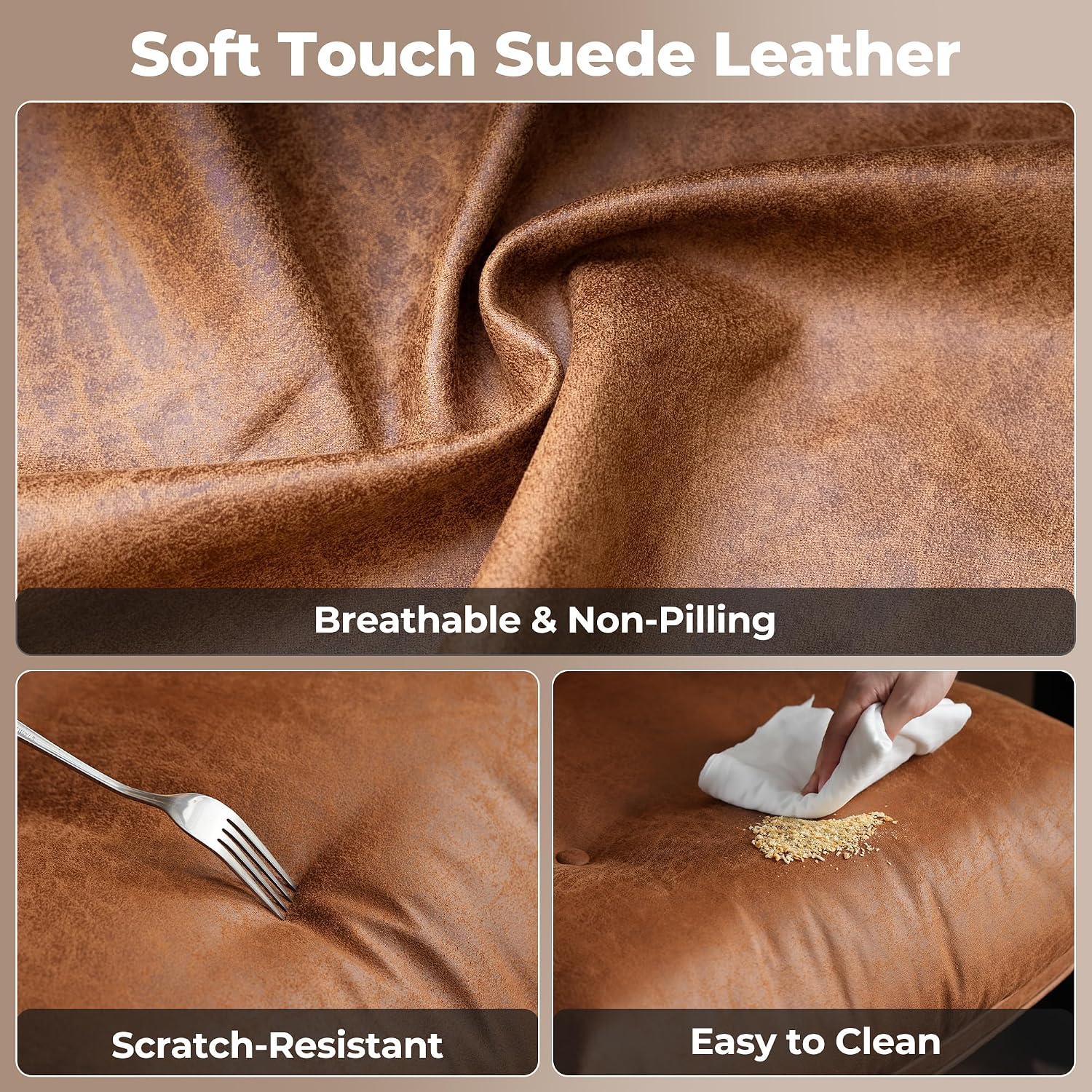 Brown Suede Ergonomic Office Chair