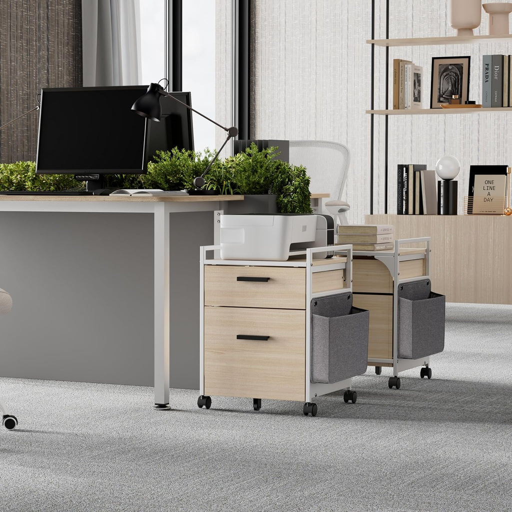 White 2 Drawer Rolling File Cabinet